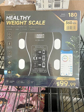 Smart Bluetooth Body Weight Scale, Black & Gray, NWT